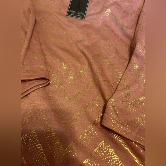 NWT New Look Pink and Gold One Shoulder Blouse - Picture 7 of 15